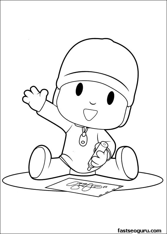 Printabel coloring pages for kids Pocoyo drawings